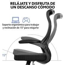 Silla Ergonómica de Oficina Escritorio Ejecutiva Premium, Altura Ajustable con Respaldo de Malla Transpirable, Reposabrazos Abatibles y Asiento Cómodo, OUO TW208 - Plateado - Ver 5
