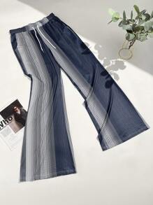 全新男士时尚纹理宽松宽松阔腿休闲休闲/度假裤