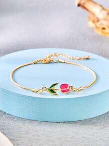 1 pieza Brazalete elegante con tulipán esmaltado