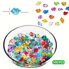 500pcs Artificial Ice Cubes - Transparent Colored Crystal Stones, Fake Ice Cubes For DIY Photography Props, Acrylic Ice Blocks For Fish Tank Decor Gifts Birthday Graduation - Multicolor - View 7