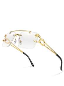 1pc Women Square Frame Leopard Print Personalized Glasses For Summer Beach Vacation, Outdoor, Travel