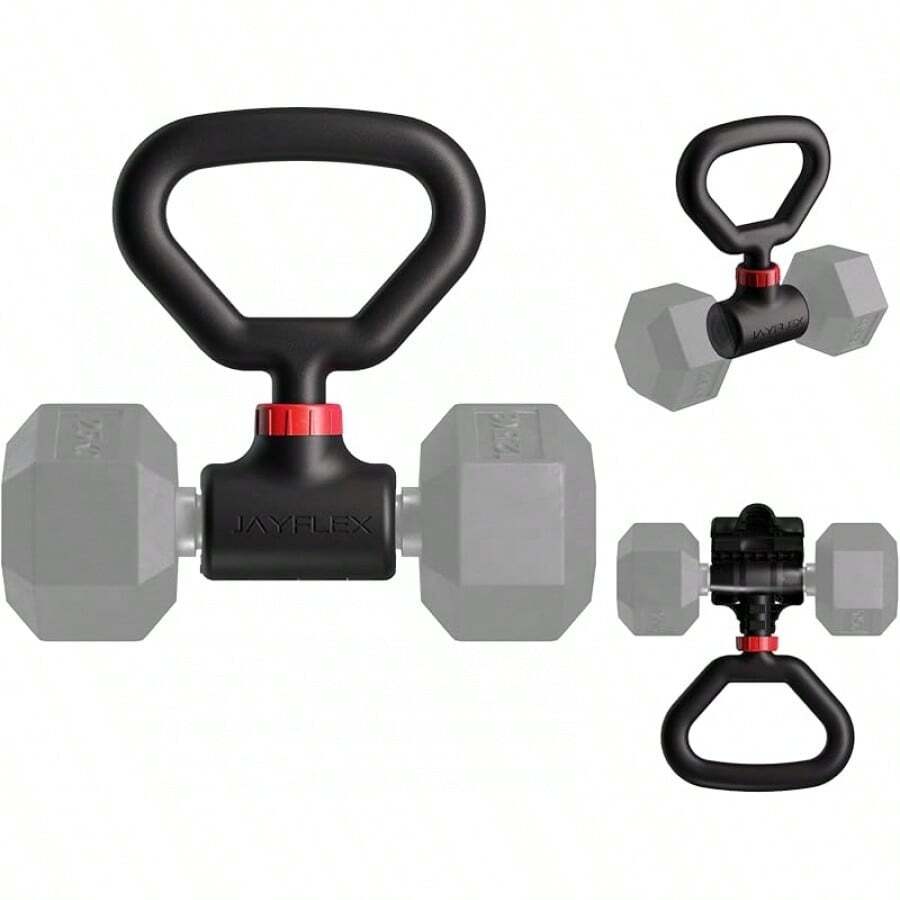 Convertidor de mancuernas Jayflex Hyperbell - Convierte mancuernas en barra y kettlebell para fitness en el hogar - Ajustable y con capacidad de hasta 200 lb para levantamiento de pesas - Pesa rusa - Ver 1
