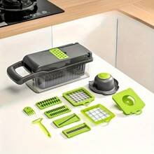 6/16 件套厨师刀、多功能水果切片机、食物切碎机、蔬菜切丝机、刀架、洋葱切碎机、可更换刀片切碎机、土豆厨房必备品 - 紅色 - 查看 4