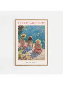 1 Stück Vintage Italien Reise Essen Spaghetti Kaffee Mittelmeerküste Landschaft Poster Leinwand Gemälde Wandbild Heimdekoration ohne Rahmen - Verschiedenfarbig - Übersicht 39