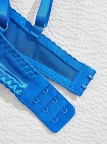 时尚性感欧美设计女士内衣套装，含胸罩和丁字裤，展现女性迷人魅力，清凉浅蓝色 - 藍色 - 查看 5