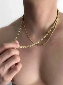 Collar de acero inoxidable con baño de vacío de diseño con giro, cadena cubana de estilo hip hop, en color dorado, plateado y negro, de 2mm, 3mm, 4mm y 5mm, adecuado para el uso diario de los hombres, regalo de fiesta, regalo de Pascua, accesorio de joyería popular para combinar con atuendos diarios, regalo para fiestas, bodas, celebraciones, estilo punk, formal, trajes de oficina, regalo de Pascua, adecuado para celebraciones, bodas y accesorios casuales