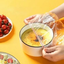 500PCS Colorful Disposable Food Cover Fruit Fresh-Keeping Plastic Bag Transparent Plastic Bag Color Cling Film Value Pack Color Disposable Food Cover Plastic Wrap PE Fresh-Keeping Film Bag Storage Kitchen, For Outdoor, Camping