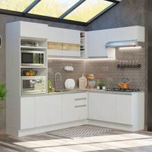 Cocina Integral Completa Modular Madesa Glamy 419cm 01 Blanco - Blanco - Ver 1