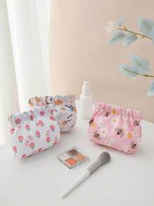 1 件女士化妆包、口红袋、便携式按扣印花化妆包、迷你零钱包、教师礼物、旅行必备品、学生礼物、化妆工具收纳包、适用于假日海滩、浴室收纳、卧室收纳、大容量