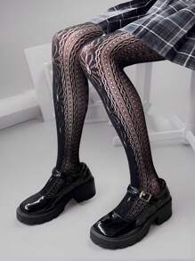 3pcs/Pack Kids Solid Color Jacquard Fishnet Leggings/Tights - Multicolor - View 2