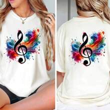 1/2/4 piezas de pegatinas transferibles de notas musicales vibrantes - Termoadhesivas DIY, calcomanías lavables para camisetas, sudaderas, almohadas, vaqueros y bolsas - Diseño abstracto colorido, salpicadura de acuarela, accesorios decorativos | Patrón musical | Transferencia lavable
