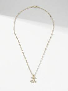 1 pieza Collar colgante de cereza grande/pequeña con incrustaciones de circonita, enchapado en oro de 14K, elegante y clásico, hipoalergénico, adecuado como regalo para la madre/pareja de San Valentín/amiga/padrino, Primera Comunión católica, uso diario/festivo y oración