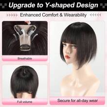 10英寸夹式刘海，真人发刘海发夹，配有3个结实夹子，360°全方位覆盖，轻盈刘海，适合女性，可修饰脸型。 - SNatural - 查看 2