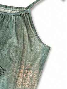 Women's Print Casual Loose Fit Cami Top Vacation - Green - View 4