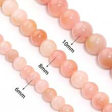 1 pièce Perles rondes en opale rose optimiste de 6/8/10 mm, perles de pierre naturelle