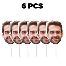 6/12pcs Custom Big Head With Your Photo Big Head On Stick, Suitable For Birthday Party, Family Gathering, Garden Yard Decoration Supplies Personalization Upload Your