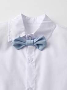 BOARNSEORL 3pcs Young Boys Gentleman Outfit - Short Sleeve Shirt With Bow Tie, Blue Shorts, And Vest, Elegant And Stylish For Birthday Party, Wedding, Anniversary, Christening - Baby Blue - View 9