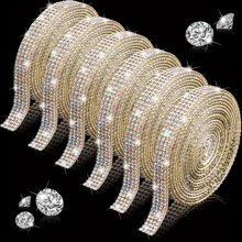 1 Roll Crystal Self Adhesive Rhinestone Ribbon, Diamond Bling Ribbon Roll For DIY Crafts, Wedding Party Decor (AB Color) - Multicolor - View 2