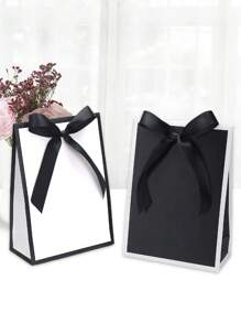 10pcs/5pcs/1pc Minimalist High-End Hepburn Bow Gift Box, Wedding Favours Packaging Bag, White/Black/Pink Tie Scarf Mini Gift Box, Jewelry Gift Box, Suitable For Birthday Party, Wedding Season, Father's Day, Back To School, Teacher's Day, Daily And Holiday Parties