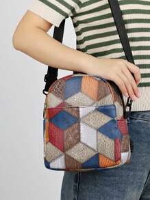 Two Carrying Methods Are Available: Either Across The Body Or Attached To The Shoulder. This New Men's Casual Retro-Retro Style Leather Backpack For The School Season Is Made Of High-Quality Leather, Featuring A Unique, Large Capacity And A Simple Design. - Multicolor - View 6