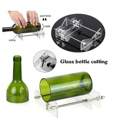 Cam Şişe Kesici Takım Seti, Kavisli, Yuvarlak ve Şişe Boyunlu El Sanatları İçin Çok İşlevli Metal Aletler, Kendin Yap Proje Aksesuarları Cam Matkap Uçları, Zımpara Kağıdı, Eldivenler, Temizlik Malzemeleri İçerir