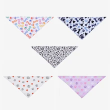 1pc Pet Everyday Scarf, Cute Bone & Paw Print Love Pattern Triangular Bandana, Dog Drool Bib Suitable For All Seasons