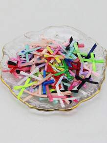 100pcs/Pack Mini Bow Satin Ribbons For Valentine's Day, Party, Christmas Gift, Christmas Tree Decor, Clothing Decoration, Hair Clip, Hat Decor, DIY Crafts,Christmas - Multicolor - View 4