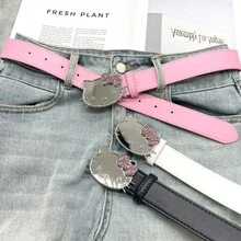 Sanrio 1 pièce Ceinture de taille avec strass rose Sanrio Hello chat, ceinture chaîne de taille de style dessin animé (couleur aléatoire)