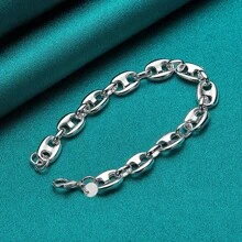 Pulsera con cadena en forma de nariz de cerdo chapada en plata para hombres y mujeres, joyería de moda para bodas y fiestas