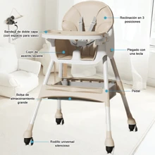 Silla Periquera Portatil De Comer Para Bebe Plegable Asiento,Asiento para niños - Beis - Ver 7