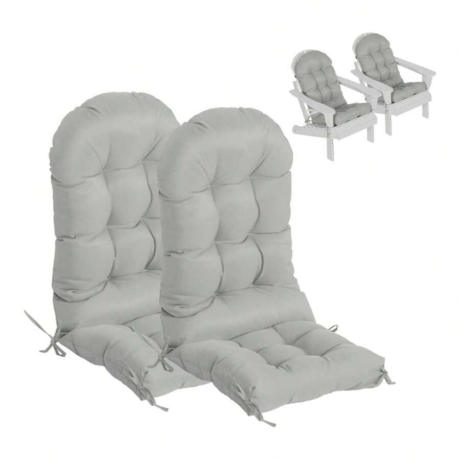 Chair Cushions, Extra Thick, Waterproof, Fade-Resistant, High Back, Outdoor, 100% Polyester, Set Of 2 Grey - Multicolor - View 1