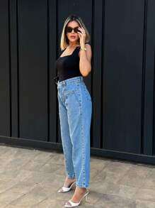 Saina 8344 Women's Jeans Mom Pants Without Rips 8344 - 8344# - View 3