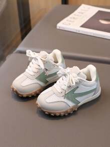 1 Pair Baby Boys' Breathable Mesh Splice Outdoor Running Shoes - Green - View 3