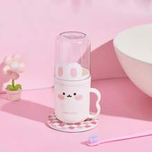 无味旅行牙刷盒和漱口杯套装 - 便携式，塑料牙膏杯，可爱兔子设计，浴室漱口杯，节省空间的随身卫生解决方案，适合商务旅行和度假 - 彩色 - 查看 12