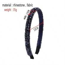 Linda moda de alta classe Tiara Media com miçangas e pequenos cristais moda feminina blogueira - Preto - Visão 5