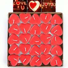50/100 piezas Candles ligeros con forma de corazón para té, cera de parafina natural, mini candle sin perfume, decoración romántica para el hogar para San Valentín, propuesta, cenas románticas, boda, regalo del Día de la Madre, decoraciones del día del carnaval