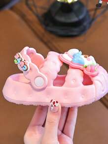 1 Pair Kids Hollow Sandals, Girls Summer Indoor Non-Slip Cartoon Toddler & Little Kid Closed Toe Beach Slippers