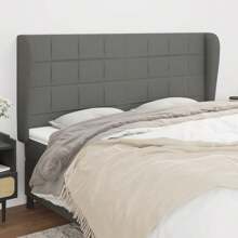 Tête de lit avec boucles d'oreilles Gris foncé 163x23x118/128 cm Tissu