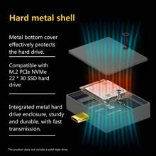 SSD CASE 2230 M.2 NVMe SSD Enclosure USB3.2 Gen2 10Gbps To NVMe PCIe M.2 SSD Case External SSD For Desktop Laptop IPad ((Hard Disk Not Included)) - Yellow - View 9
