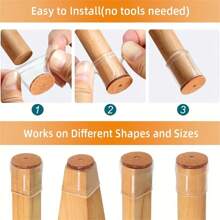 4/12pcs Premium Furniture Leg Covers - Scratch-Proof & Non-Slip With Easy Installation, For Round & Square Legs, Black & Transparent Design For Floor Protection, Ultimate, Felt Pads