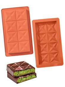 1/2pcs 3D Silicone Rectangle Chocolate Bar Mold, Non-Stick DIY Dessert Baking Mould For Chocolates & Candies, Bakery Tool Accessories