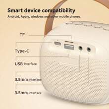 Wireless Karaoke Speaker Wireless Portable Mini Speaker Speaker Karaoke Mini Speaker Set Karaoke K12/K19/K30 - k30-micrô kép-màu be - Xem 2