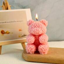 1pc Creative Rose Bear Scented Candle, Romantic Home Decor Fragrance Decoration, High-End Birthday Gift, Commemorative For Halloween, Ghosts, Autumn, Holidays, Christmas Gifts Graduation,Wedding