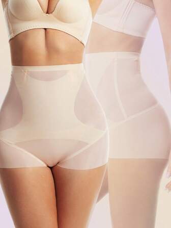 1 件女式高腰无缝塑身收腹裤，杏色束腰塑身裤