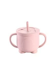 Customized Baby Silicone Double Ear Straw Cup, Drop Resistant And High Temperature Resistant Baby Drinking Cup, Penguin Water Cup, Feeding Utensils