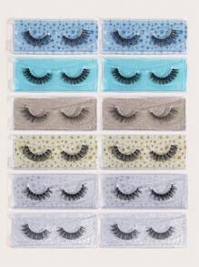 12 Pairs CC Curl Manga Natural Fluffy Cross Full False Eyelashes,With Portable Travel Box,Naturally Slender, Curled And Enlarged Eyes,Thick Curling Fluffy Eyelashes For Party Use Manga Eyelashes,For Parties Or Gift - 黑色 - 查看 4