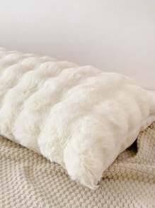 1pc Plush Bubble Fabric Pillowcase, Long For Double Pillow Or Body Pillow, Covers Only Without Filling, Machine Washable - White - View 2