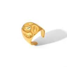 1pc Stainless Steel Fashionable Open Ring For Women, 18K Gold Plated Ring
