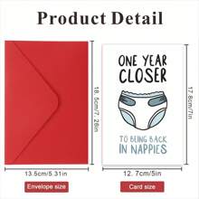 1pc 'One Year Closer To Diapers' Funny Birthday Card With Witty Text And Personalization, Creative Greeting Card, Perfect Birthday Gift For Family, Friends, And Colleagues, 5*7in - With Envelope,Christmas