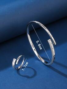 1 set de bracelets et bagues en cuivre réglables, mode et charmant, convient pour le port quotidien et les vacances pour les femmes